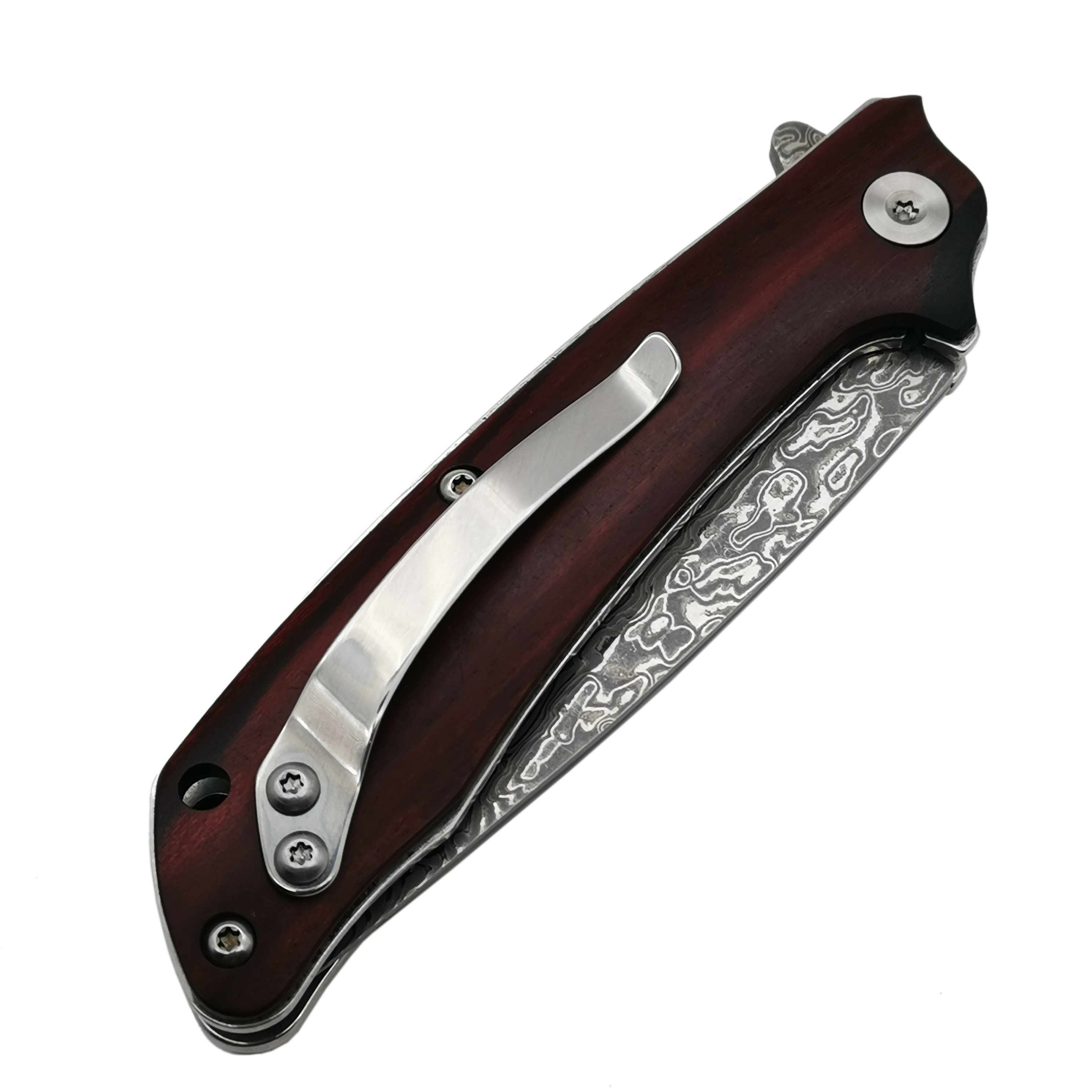ALBATROSS HGDK023 EDC 7'' Red Sandalwood Handle Damascus Steel Folding