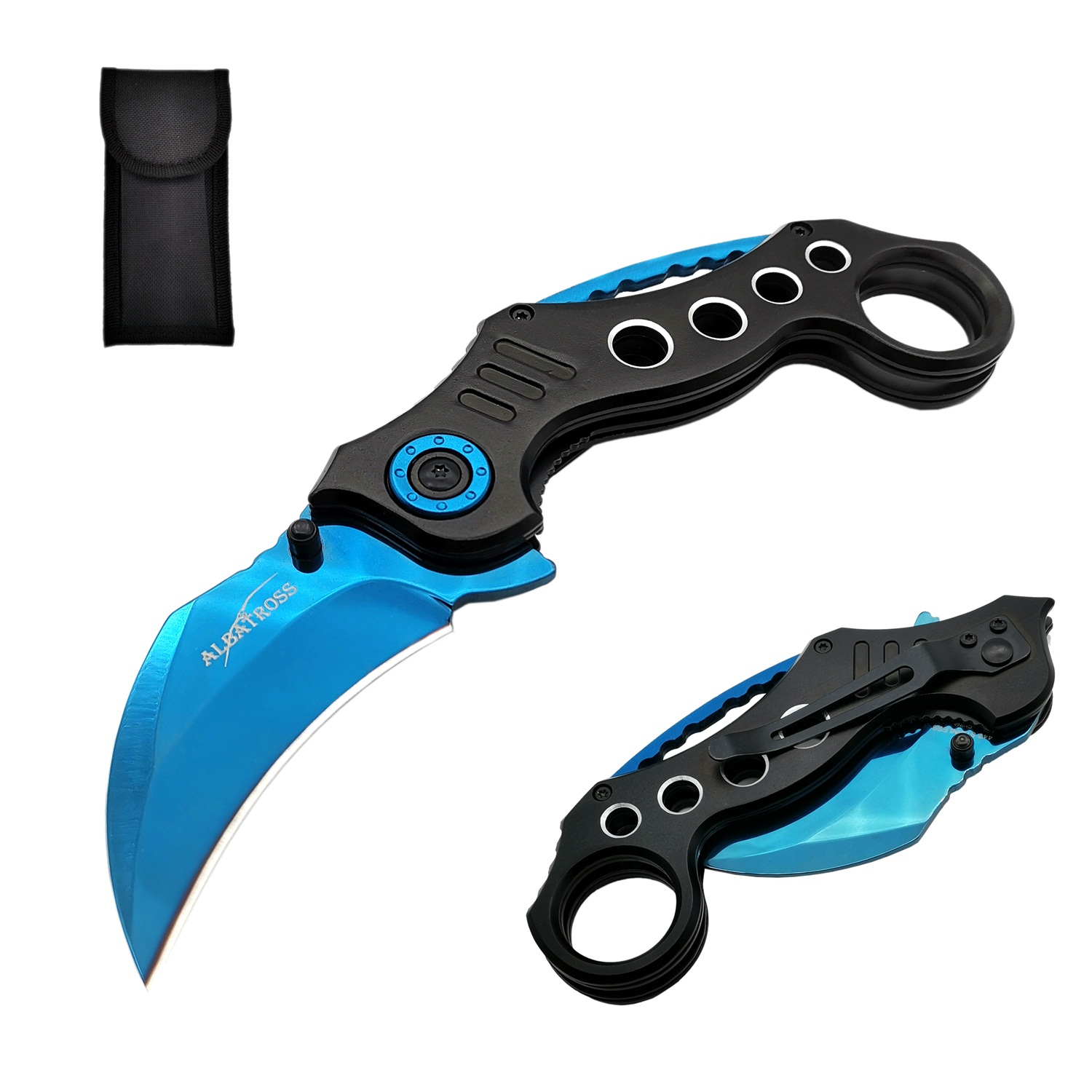 ALBATROSS FK002 Blue EDC Cool Spring Assisted Folding Pocket Knives Tactical Sharp Raptor Claw Knife